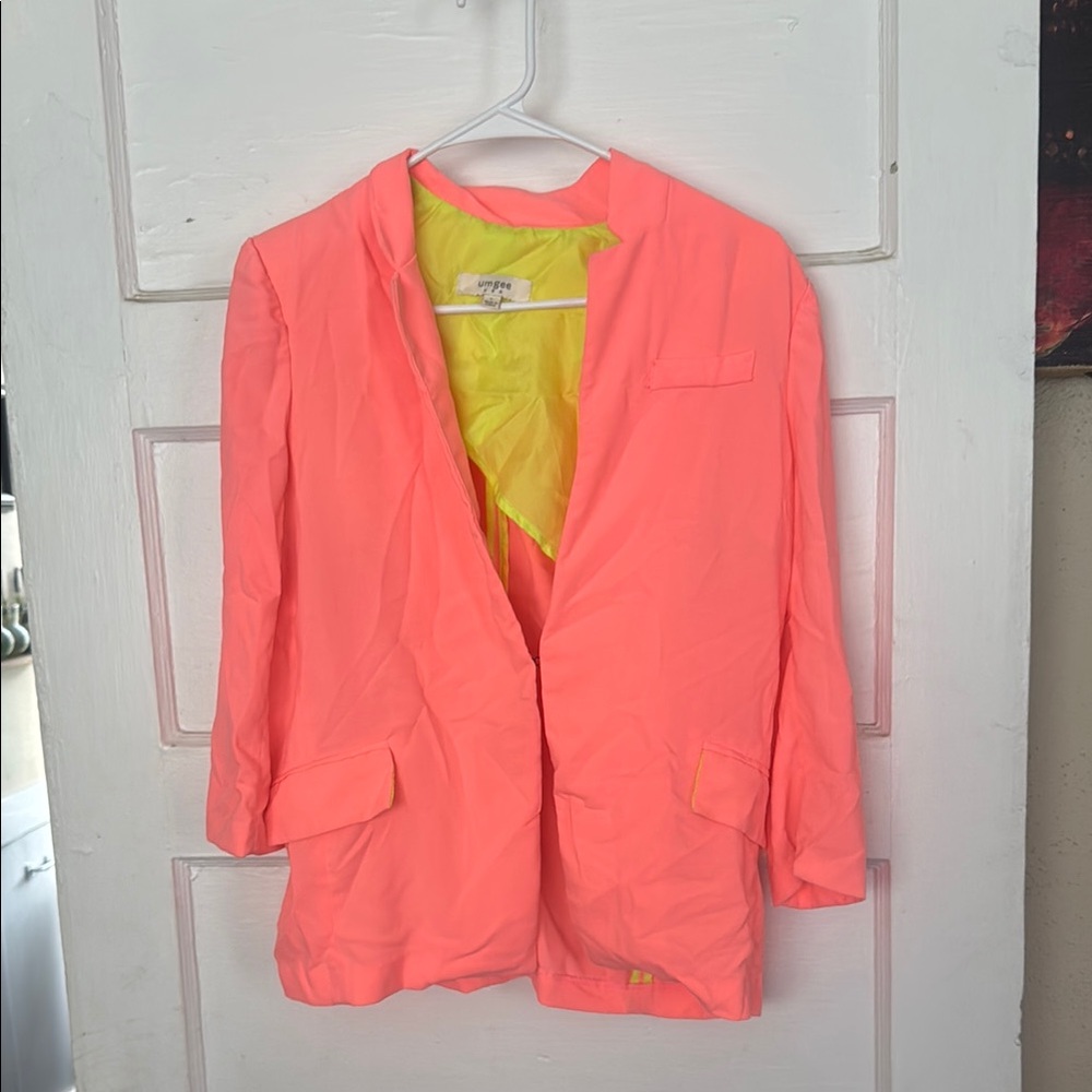 Umgee Pink Cropped Blazer Modern Suit Jacket